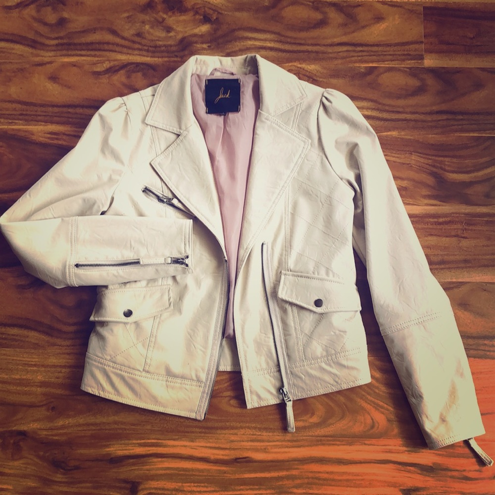 Faux Cream Leather Jacket